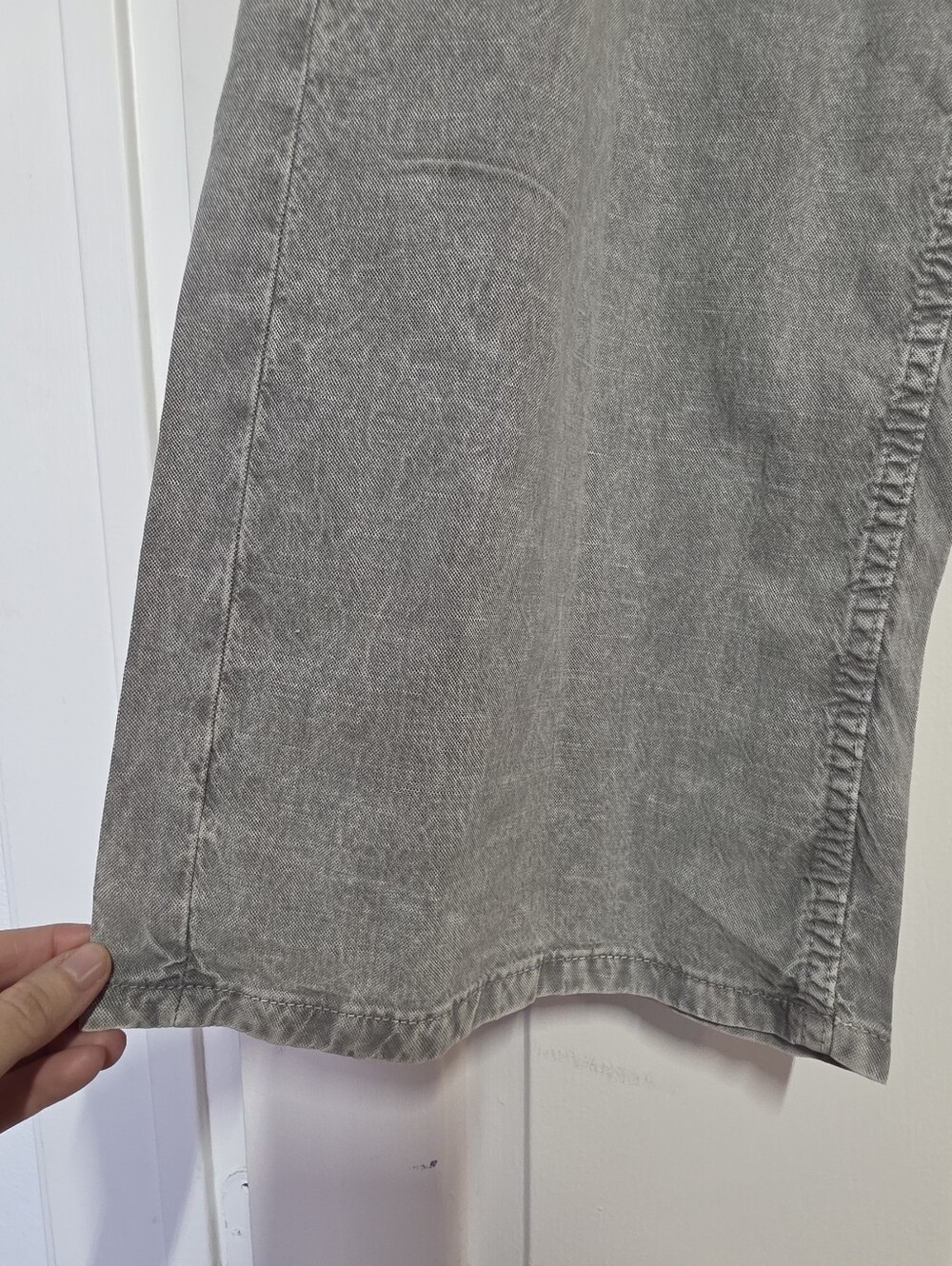 ZARA Lyocell Flowy Wide-Leg DENIM EFECT Lightweight Summer Pants in Light Gray - Picture 9 of 15